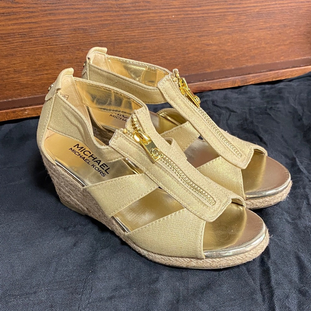Michael Kors Gold Wedge Sandals